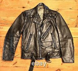 Vintage 1950's Genuine Horsehide Front Quarter Black Leather Jacket SM