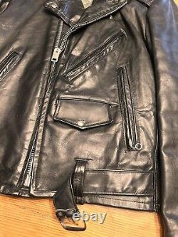 Vintage 1950's Genuine Horsehide Front Quarter Black Leather Jacket SM