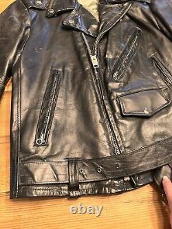 Vintage 1950's Genuine Horsehide Front Quarter Black Leather Jacket SM