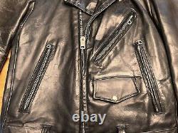 Vintage 1950's Genuine Horsehide Front Quarter Black Leather Jacket SM