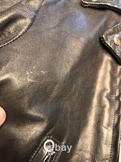 Vintage 1950's Genuine Horsehide Front Quarter Black Leather Jacket SM