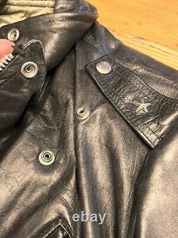 Vintage 1950's Genuine Horsehide Front Quarter Black Leather Jacket SM