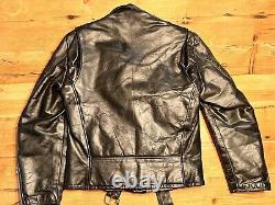 Vintage 1950's Genuine Horsehide Front Quarter Black Leather Jacket SM