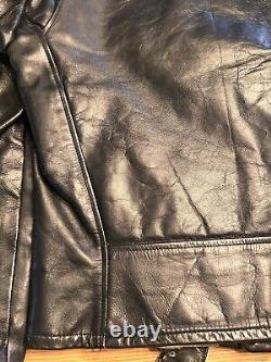 Vintage 1950's Genuine Horsehide Front Quarter Black Leather Jacket SM