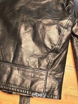 Vintage 1950's Genuine Horsehide Front Quarter Black Leather Jacket SM