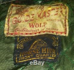 Vintage 1950's Guide Master Horse Hide Leather Motorcycle Jacket Wolf Outerwear