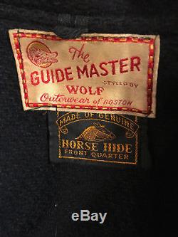 Vintage 1950s-60s Guide Master by Wolf Horse Hide Leather Motorcycle Jacket Sz L