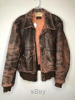 Vintage 1950s BOMBER Horse Hide JACKET Guide Master WOLF size Small