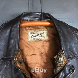 Vintage 1950s Sears Hercules Horse Hide Leather Bomber Jacket Mens 40