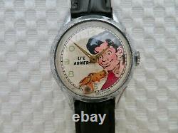 Vintage 1951 Swiss Made Lil Abner Moving Horse Head Character Wristwatch