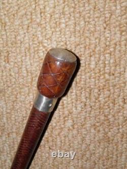 Vintage 1957 Swaine Military Royal Horse Guards Brown Leather Riding Whip / Crop