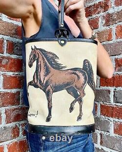 Vintage 1960's Enid Collins Champion Quarter Horse Canvas/Leather Bucket Bag