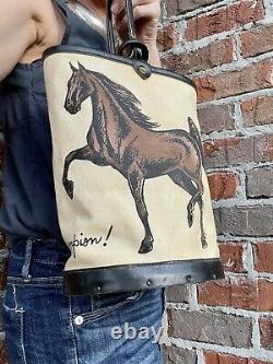 Vintage 1960's Enid Collins Champion Quarter Horse Canvas/Leather Bucket Bag