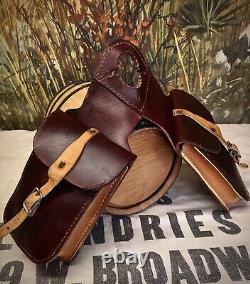 Vintage 1960s Western Handmade Leather Horse Saddle Bags Beautiful Red Brown