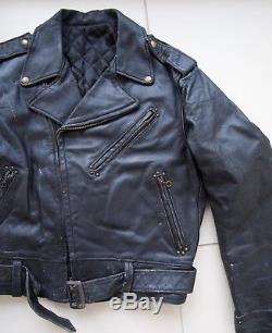Vintage 1970s  Horse Hide Leather Biker Jacket Medium 38