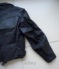 Vintage 1970s  Horse Hide Leather Biker Jacket Medium 38