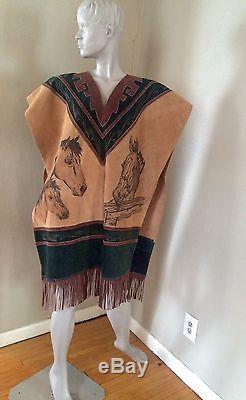 Vintage 1970s Van Dyck Leather Horse Head Poncho Made in Mexico Equestrian