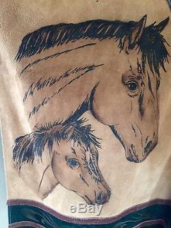 Vintage 1970s Van Dyck Leather Horse Head Poncho Made in Mexico Equestrian