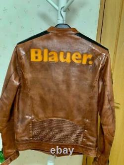 Vintage 2003 Blauer Horse Leather Jacket Size S Brown Rayon From ItalyWithHanger O
