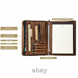 Vintage 3-Ring Binder Portfolio, Handmade Crazy-Horse Leather Legal Pad/Notepad