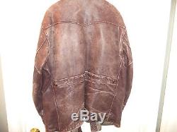 Vintage 40's Genuine Front Quarter Horse Hide Half-Belt Large Size Men's Jacket