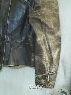 Vintage 40's Ww2 German Distressed Horse Leather Flying Cyclist Jacket Size L