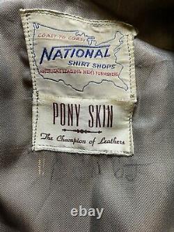 Vintage 40s 50s NATIONAL Horse Pony Hide Leather Motorcycle Jacket Sz Large