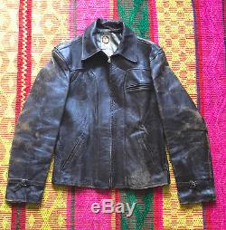 Vintage 40s KNOPF Boston Pony Skin Horsehide Horse Leather Jacket Mens 38 Chest