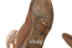 Vintage 40s Mens Tall Leather Military Cavalry Riding Equestrian Lace Up Boots