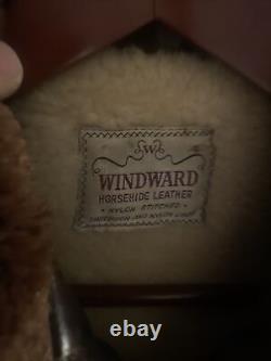 Vintage 50's Windward Horse Hide Brown Leather Bomber Jacket Fur Collar Small