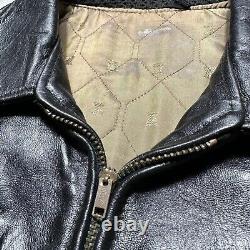 Vintage 50s 60s Genuine Horse Hide Leather Motorcycle Biker Jacket ESKO Zip L