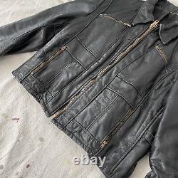 Vintage 50s Leather Horse Hide Motorcycle Jacket Talon Zip Back Side Buckle 42 L