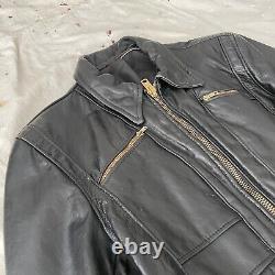 Vintage 50s Leather Horse Hide Motorcycle Jacket Talon Zip Back Side Buckle 42 L