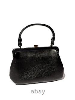 Vintage 50s ZENITH Handmade Leather Satchel Bag Top Handle Handbag ITALY