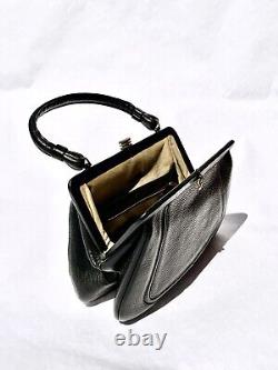 Vintage 50s ZENITH Handmade Leather Satchel Bag Top Handle Handbag ITALY
