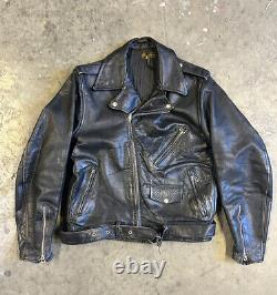 Vintage 50s front quarter horse hide leather biker jacket Motorcycle