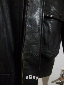 Vintage 70's Usn G1 Distressed Leather Flying Jacket Jacket Size 46 Us Cavalry
