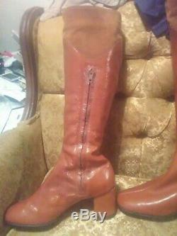 Vintage 70s & 80s The Villager Italian Leather Knee High Boots Shoes Rare Retro