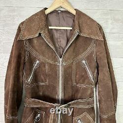 Vintage 70s Brown Suede Leather Jacket Hippie Woodstock Boho Rock Festival