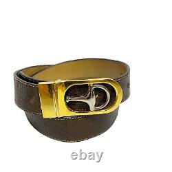 Vintage 80s Gucci Reversible Belt XS Brown Tan Horse Bit Buckle Leather Italy