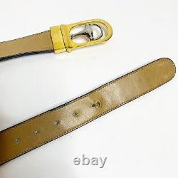Vintage 80s Gucci Reversible Belt XS Brown Tan Horse Bit Buckle Leather Italy