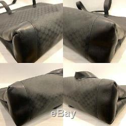 Vintage 80s Gucci Shopping Bag GG Monogram Logo Tote Handbag Black