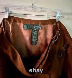 Vintage 90s Ralph Lauren equestrian fox hunt wrap skirt size 12 p leather straps