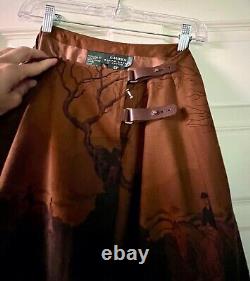 Vintage 90s Ralph Lauren equestrian fox hunt wrap skirt size 12 p leather straps