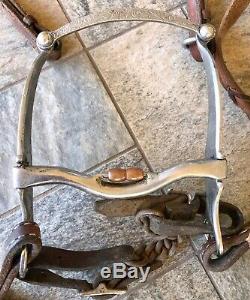 Vintage A. Tietjen Reno, Nevada Engraved Metal Western Horse Bit Leather Bridle