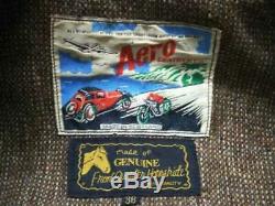 Vintage AERO LEATHER horse leather single riders bike jacket 36 cherry half belt