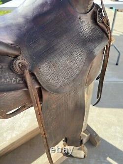 Vintage Ab Womack Western Leather Horse Saddle Cowboy