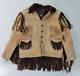 Vintage Alex Piel Genuina Brown 100% Leather Horse Fringe Jacket Men 44 L-XL