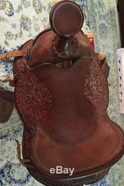 Vintage American Saddlery Little Britches 12 leather tooled western HORSE Nice