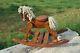 Vintage Amish built wooden rocking horse hobby childs leather bridle